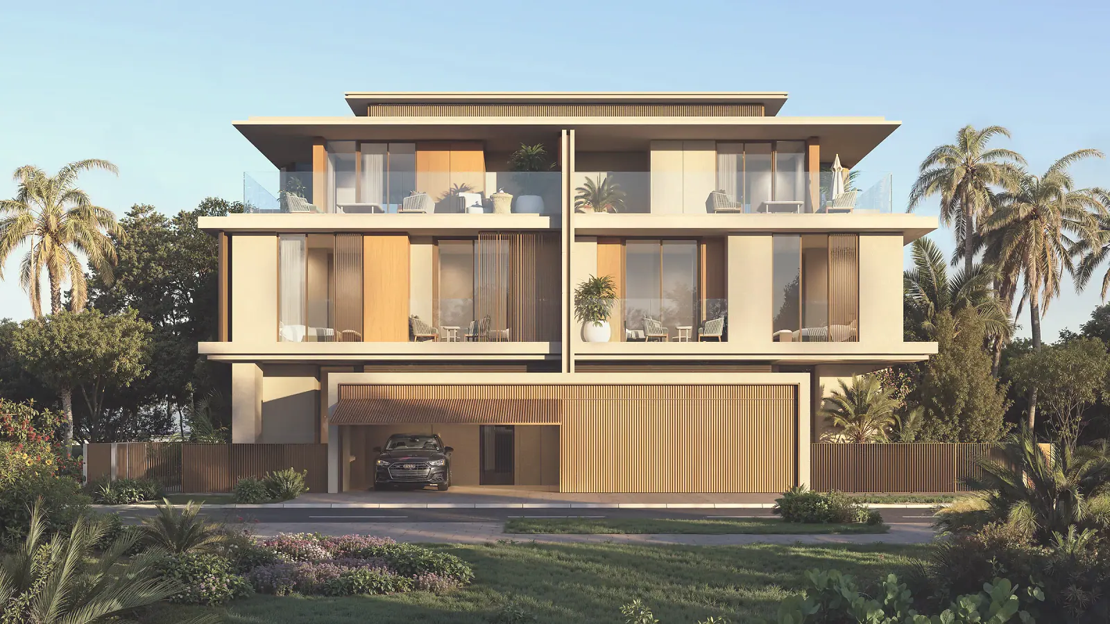 Bay Estate villa exterior, render